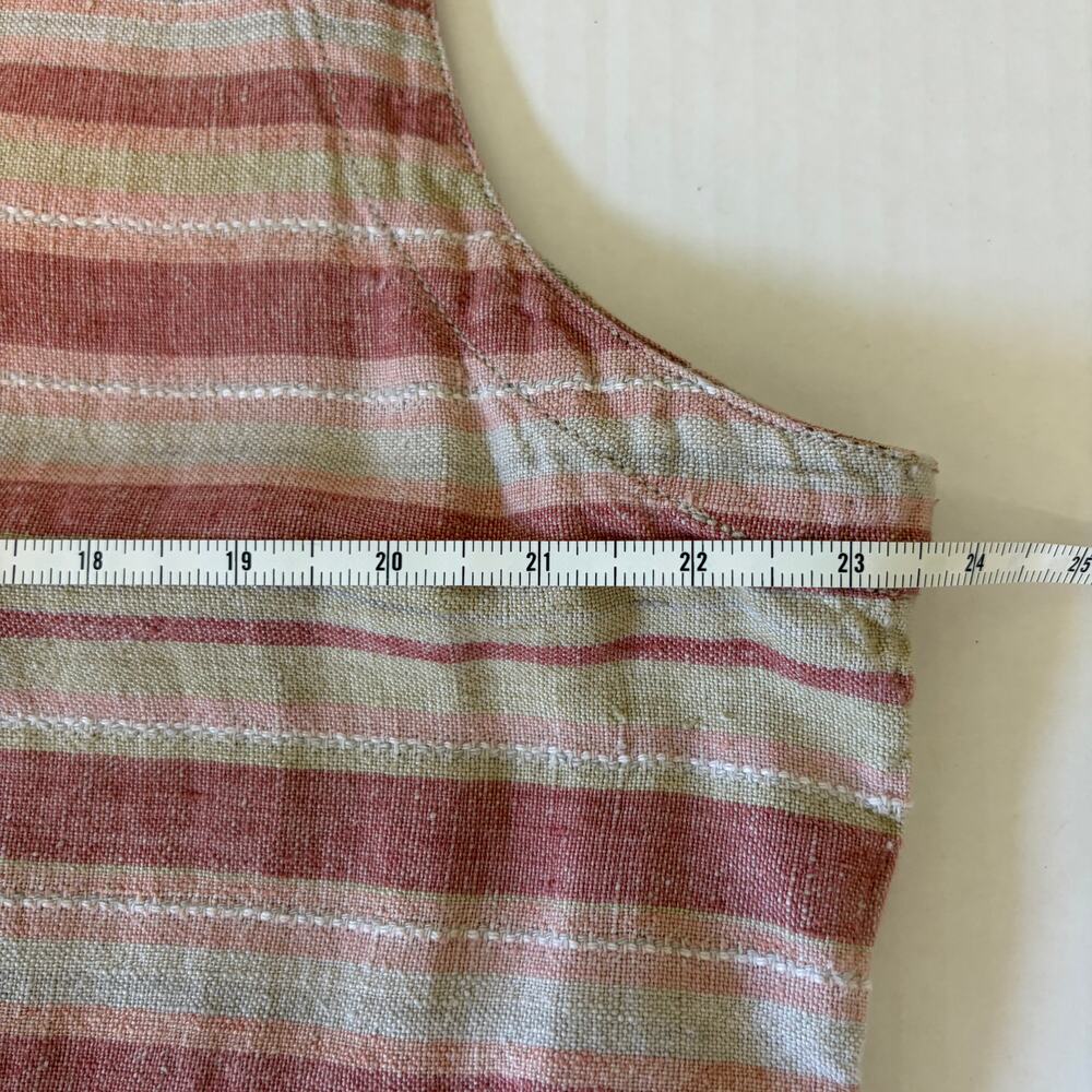 EDDIE BAUER VTG Linen 80s 90s Retro Boho Southwestern Coastal Striped Vest LG-XL - Picture 4 of 5